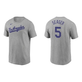 Men's Los Angeles Dodgers Corey Seager Gray Name & Number T-Shirt