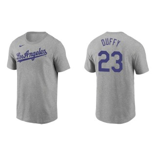 Men's Los Angeles Dodgers Danny Duffy Gray Name & Number T-Shirt
