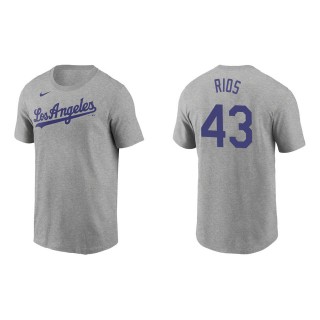 Men's Los Angeles Dodgers Edwin Rios Gray Name & Number T-Shirt