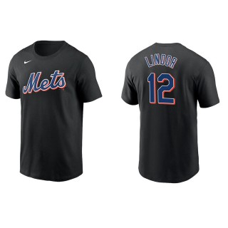 Men's New York Mets Francisco Lindor Black Name & Number T-Shirt