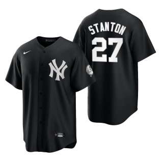 Men's New York Yankees Giancarlo Stanton Black White Replica Jersey