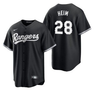 Men's Texas Rangers Jonah Heim Black White Replica Jersey