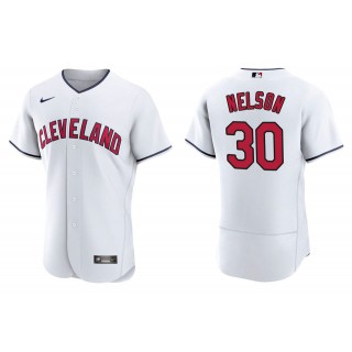 Men's Cleveland Indians Kyle Nelson White Authentic Alternate Jersey