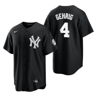 Men's New York Yankees Lou Gehrig Black White Replica Jersey