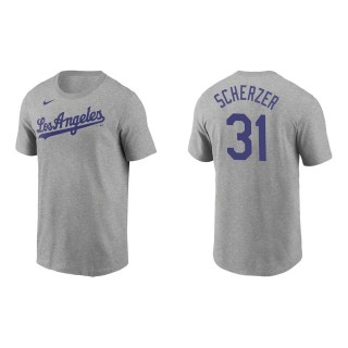 Men's Los Angeles Dodgers Max Scherzer Gray Name & Number T-Shirt