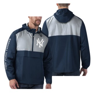 Men's New York Yankees Navy Gray Lineman Hoodie Jacket