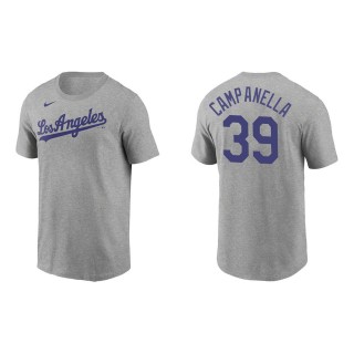 Men's Los Angeles Dodgers Roy Campanella Gray Name & Number T-Shirt