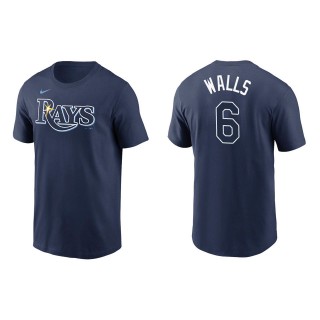 Men's Tampa Bay Rays Taylor Walls Navy Name & Number T-Shirt