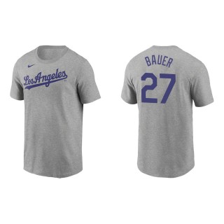 Men's Los Angeles Dodgers Trevor Bauer Gray Name & Number T-Shirt
