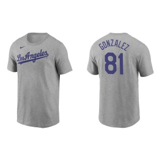 Men's Los Angeles Dodgers Victor Gonzalez Gray Name & Number T-Shirt
