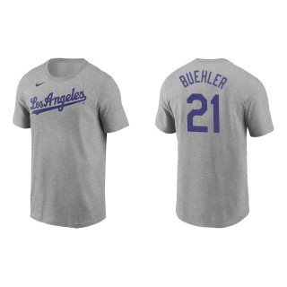 Men's Los Angeles Dodgers Walker Buehler Gray Name & Number T-Shirt