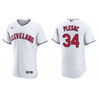 Men's Cleveland Indians Zach Plesac White Authentic Alternate Jersey