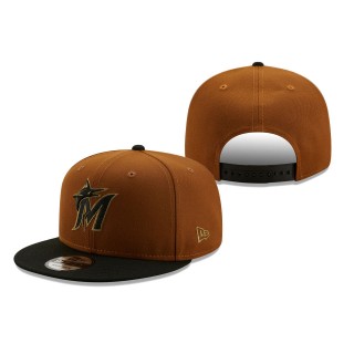 Miami Marlins Color Pack 2-Tone 9FIFTY Snapback Hat Brown Black
