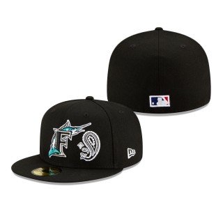 Miami Marlins Patchwork Undervisor 59FIFTY Fitted Hat Black