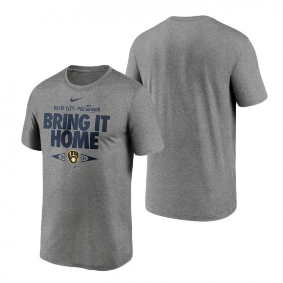 Milwaukee Brewers Gray 2021 Postseason Proving Grounds T-Shirt