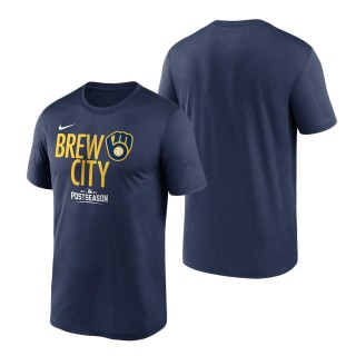 Milwaukee Brewers Navy 2021 Postseason Authentic Collection Dugout T-Shirt