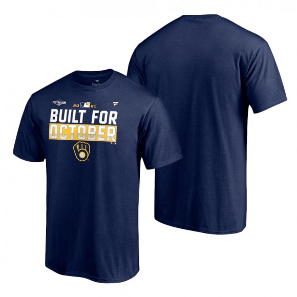 Milwaukee Brewers Navy 2021 Postseason Locker Room T-Shirt