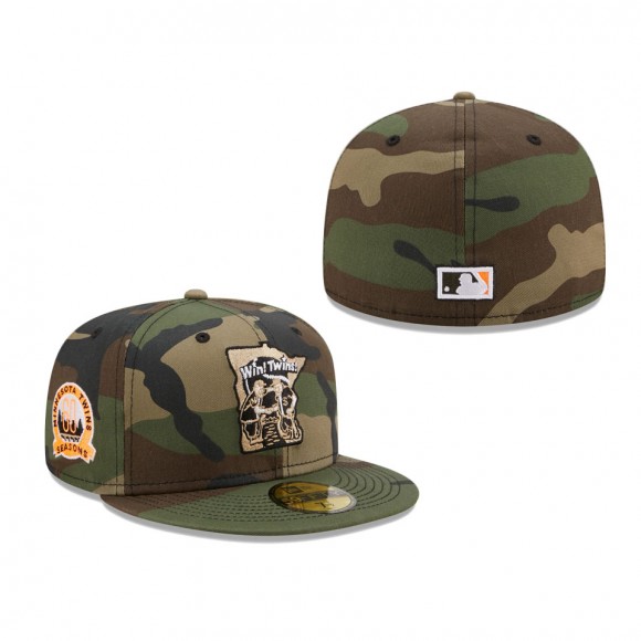 Twins 60 Seasons Flame Undervisor 59FIFTY Fitted Hat Camo