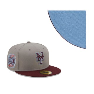 New York Mets 2000 World Series Blue Undervisor Fitted Hat Gray Maroon