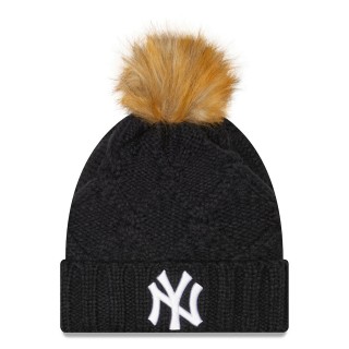 New York Yankees Women's Luxe Cuffed Knit Hat with Pom Navy