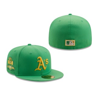 Athletics 40th Anniversary Side Patch Yellow Undervisor 59FIFTY Fitted Hat Kelly Green