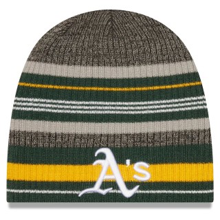 Oakland Athletics Striped Beanie Hat Green