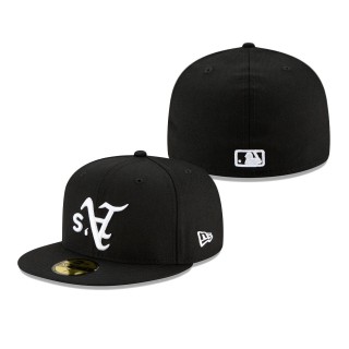 Oakland Athletics Upside Down Logo 59FIFTY Fitted Hat Black