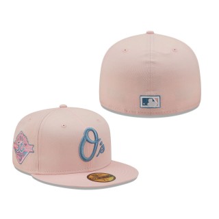 Orioles New Era 50th Anniversary Sky Undervisor 59FIFTY Fitted Hat Pink