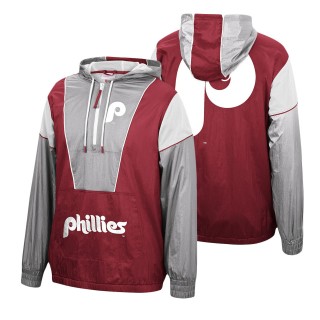 Philadelphia Phillies Cardinal Highlight Reel Windbreaker Half-Zip Hoodie Jacket