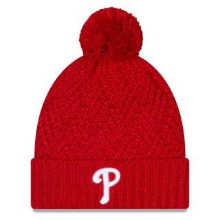 Philadelphia Phillies Women's Brisk Cuffed Knit Hat with Pom Red