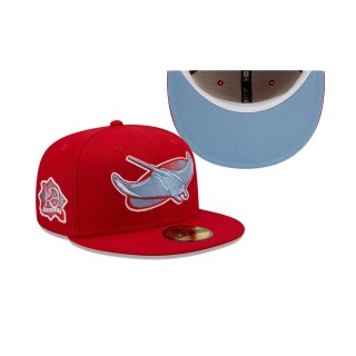 Tampa Bay Rays 10 Seasons Blue Undervisor 59FIFTY Fitted Hat Scarlet