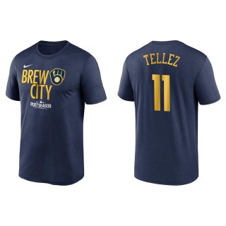 Rowdy Tellez Milwaukee Brewers Navy 2021 Postseason Authentic Collection Dugout T-Shirt
