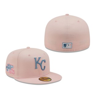 Royals New Era 1985 World Series Sky Undervisor 59FIFTY Fitted Hat Pink