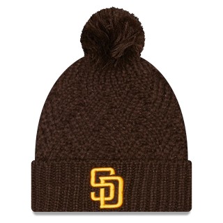 San Diego Padres Women's Brisk Cuffed Knit Hat with Pom Brown