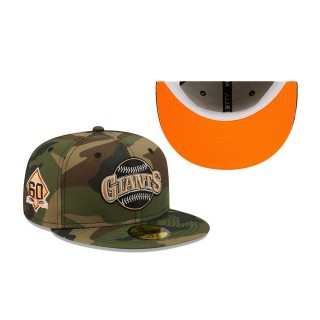 Giants New Era 60th Anniversary Flame Undervisor 59FIFTY Fitted Hat Camo
