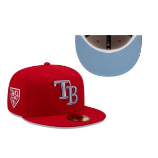 Tampa Bay Rays New Era 20 Seasons Blue Undervisor 59FIFTY Fitted Hat Scarlet