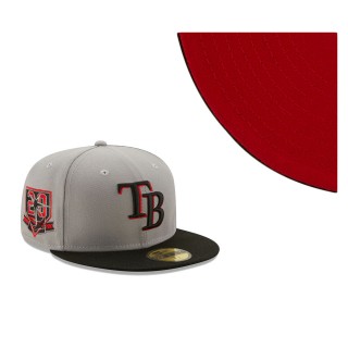 Tampa Bay Rays 20th Anniversary Red Undervisor 59FIFTY Fitted Hat Gray Black