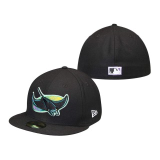 Tampa Bay Rays Cooperstown Collection Logo 59FIFTY Fitted Hat Black