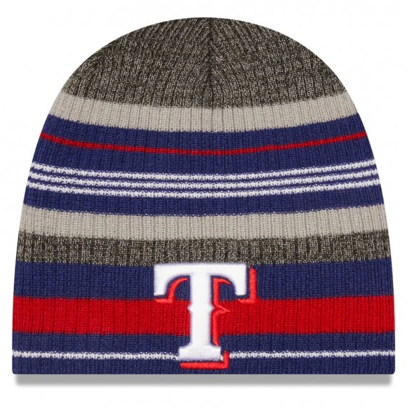 Texas Rangers Striped Beanie Hat Royal