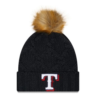 Texas Rangers Women's Luxe Cuffed Knit Hat with Pom Navy