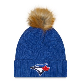 Toronto Blue Jays Women's Luxe Cuffed Knit Hat with Pom Royal