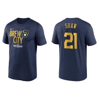 Travis Shaw Milwaukee Brewers Navy 2021 Postseason Authentic Collection Dugout T-Shirt