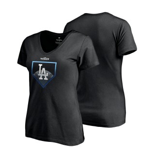 Women Dodgers Fanatics Branded Black 2021 Postseason Around the Horn T-Shirt