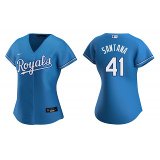 Women's Kansas City Royals Carlos Santana Light Blue Replica Alternate Jersey