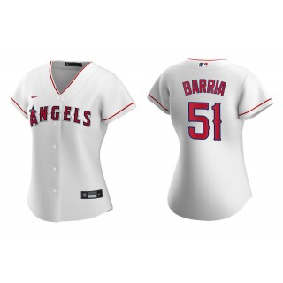 Women's Los Angeles Angels Jaime Barria White Replica Home Jersey