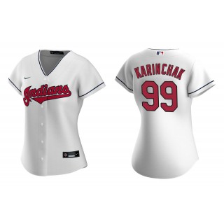 Women's Cleveland Indians James Karinchak White Replica Home Jersey