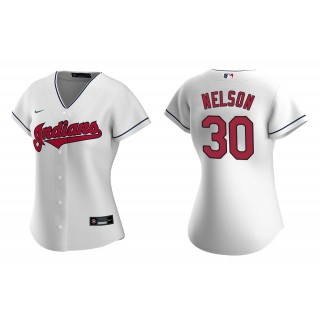 Women's Cleveland Indians Kyle Nelson White Replica Home Jersey