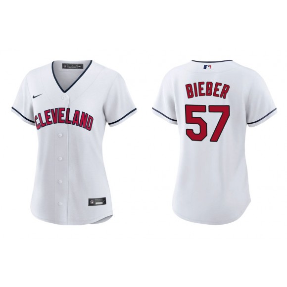 Women's Cleveland Indians Shane Bieber White Replica Alternate Jersey