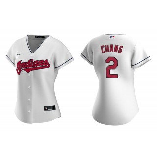 Women's Cleveland Indians Yu Chang White Replica Home Jersey