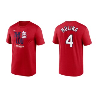 Yadier Molina Cardinals Red 2021 Postseason Dugout T-Shirt